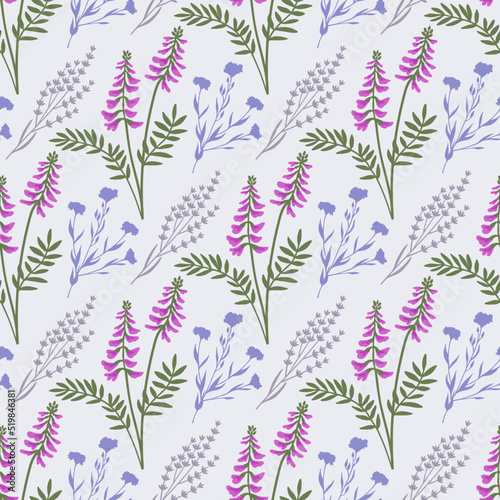 Floral seamless pattern hand drawn summer flowers vector illustration