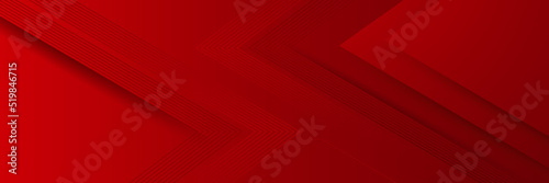 Modern red abstract vector long banner. Minimal background with waves arrows geometric shapes and copy space for text. Social media cover and web wide banner template