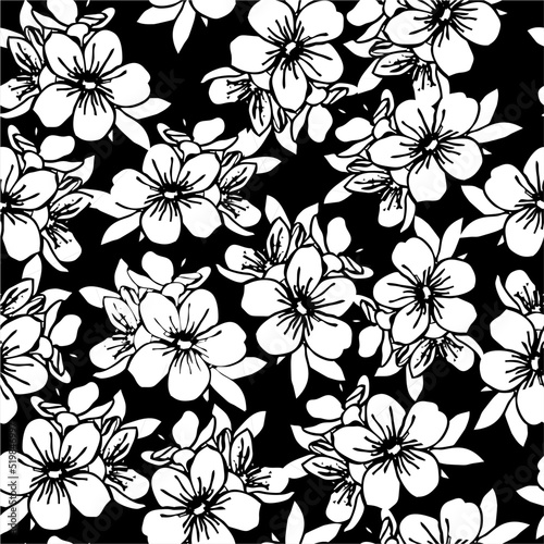 seamless floral pattern of white flowers on a gray background, texture, repeat pattern, design