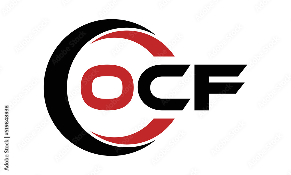 OCF swoosh three letter logo design vector template | monogram logo ...