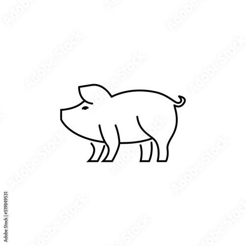 Pig linear icon. Editable stroke