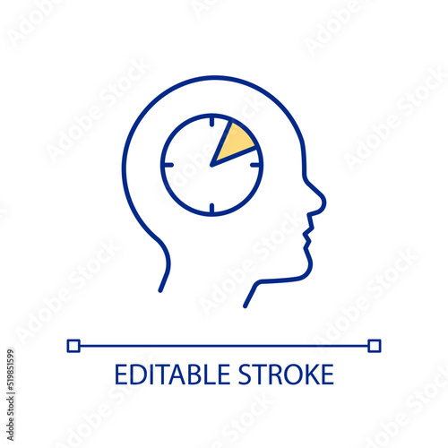 Short-term memory RGB color icon. Short-lived storage of information in brain. Capacity limitation. Isolated vector illustration. Simple filled line drawing. Editable stroke. Arial font used