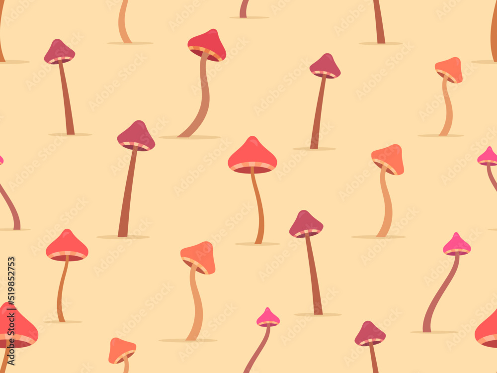 Toadstool mushrooms seamless pattern. Hallucinogenic and psychedelic mushrooms. Acid trip. Poison mushrooms. Design for posters, banners and promotional products. Vector illustration Toadstool mushrooms seamless pattern. Hallucinogenic and psychedelic mushrooms. Acid trip. Poison mushrooms. Design for posters, banners and promotional products. Vector illustration