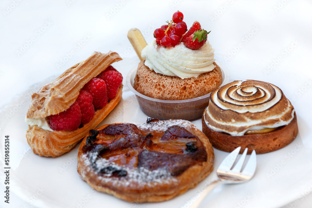 Collection of pastries on a white plate