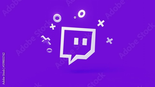 Twitch 3d icon on a simple purple background 4k seamless animation loop photo