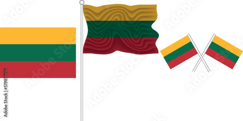 Waving Flag of Lithuania the white background vector and illustrator