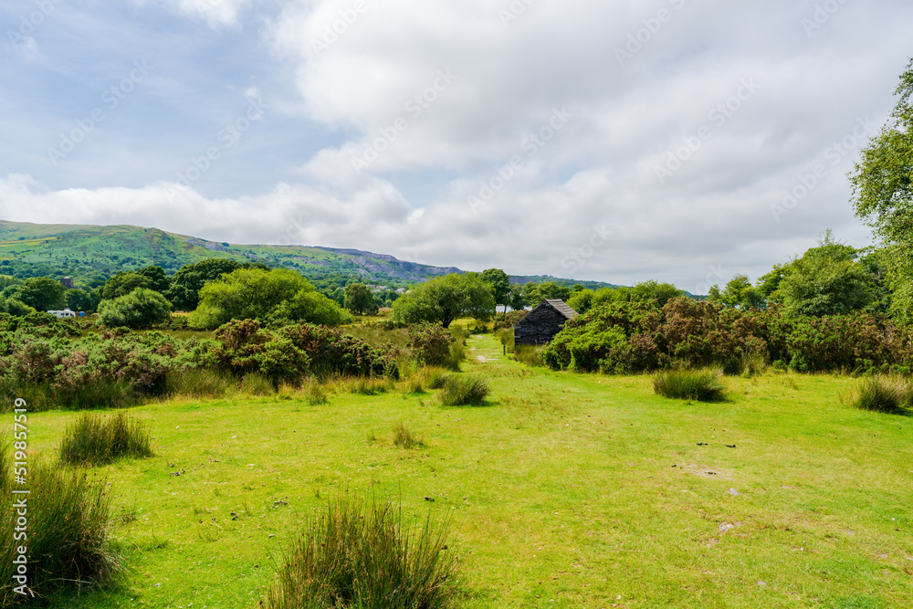 Welsh countryside around Llyn Padarn lake in LLanberis, Wales