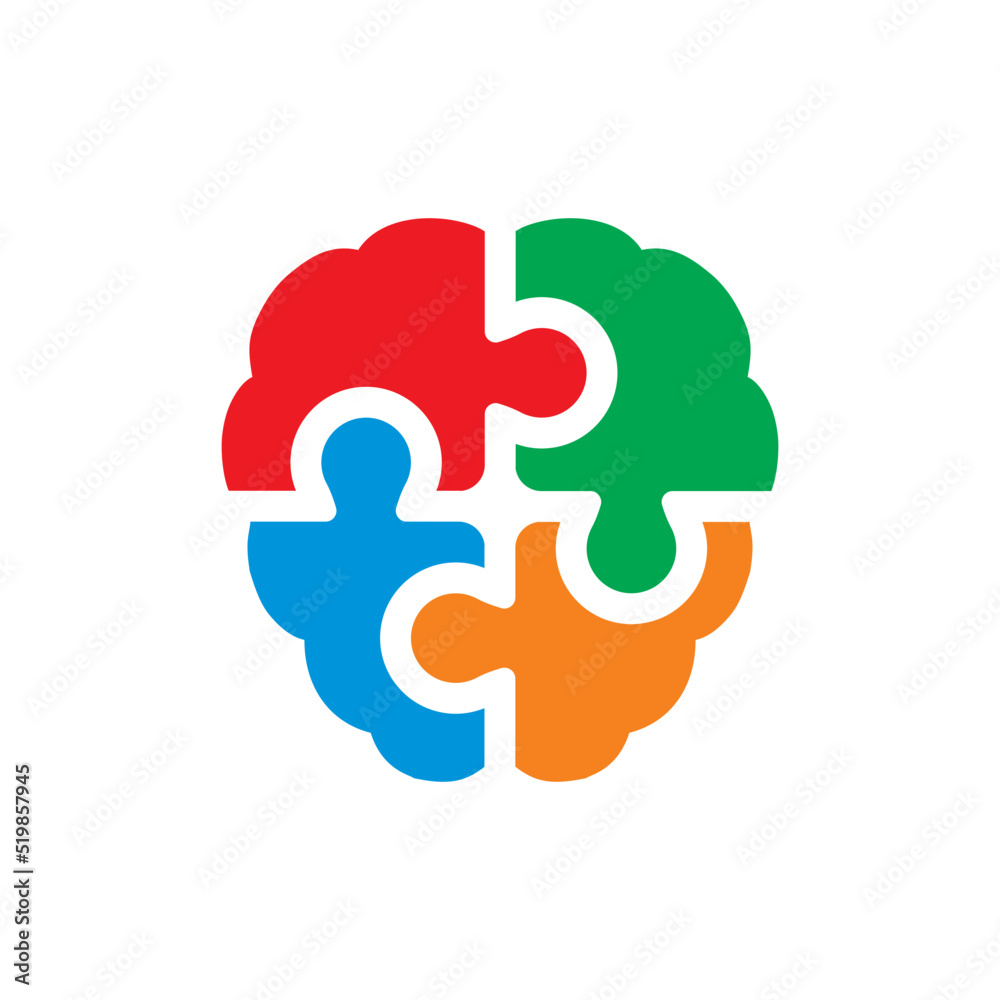 Brain Puzzle logo vector Brain Puzzle logo vector