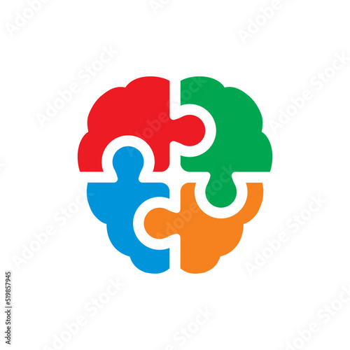 Brain Puzzle logo vector