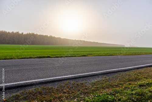 road in the sunset in autumn