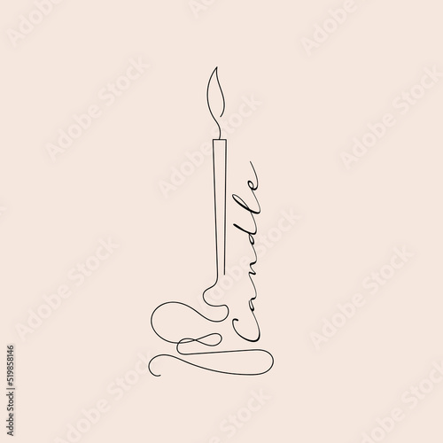 candle line art, minimalism logo, icon vector illustration