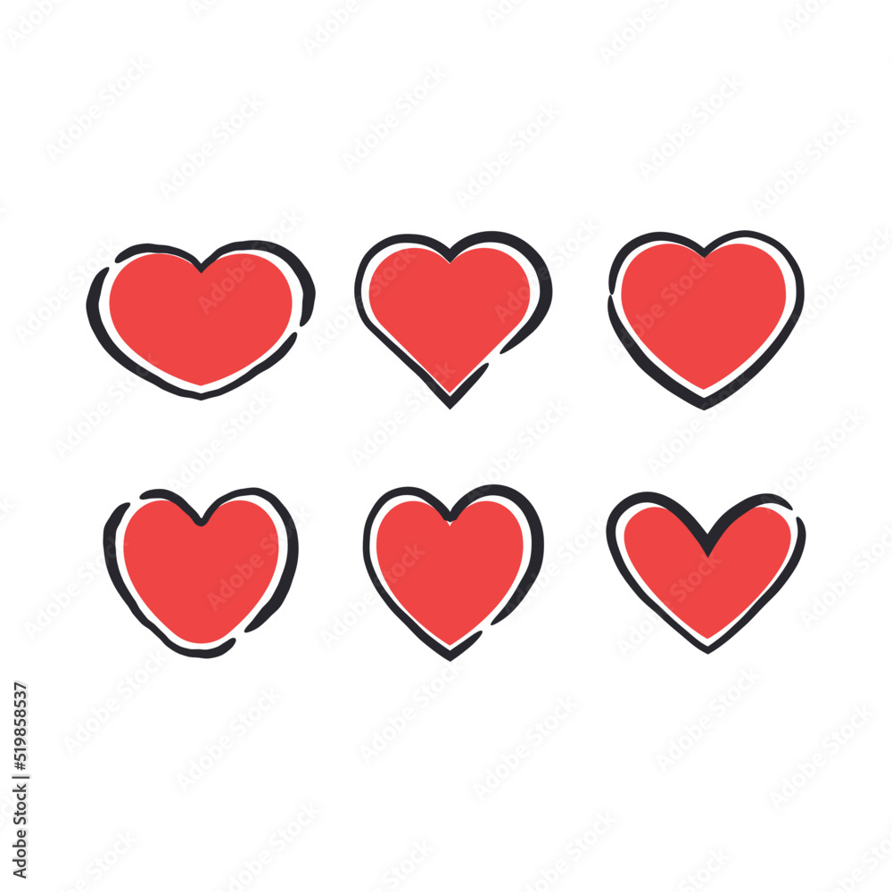 Heart doodles. Hand drawn hearts. Valentine's day love illustrations. Heart doodles. Hand drawn hearts. Valentine's day love illustrations.