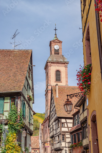 Old homes with beautiful architecture in Alsace.  photo