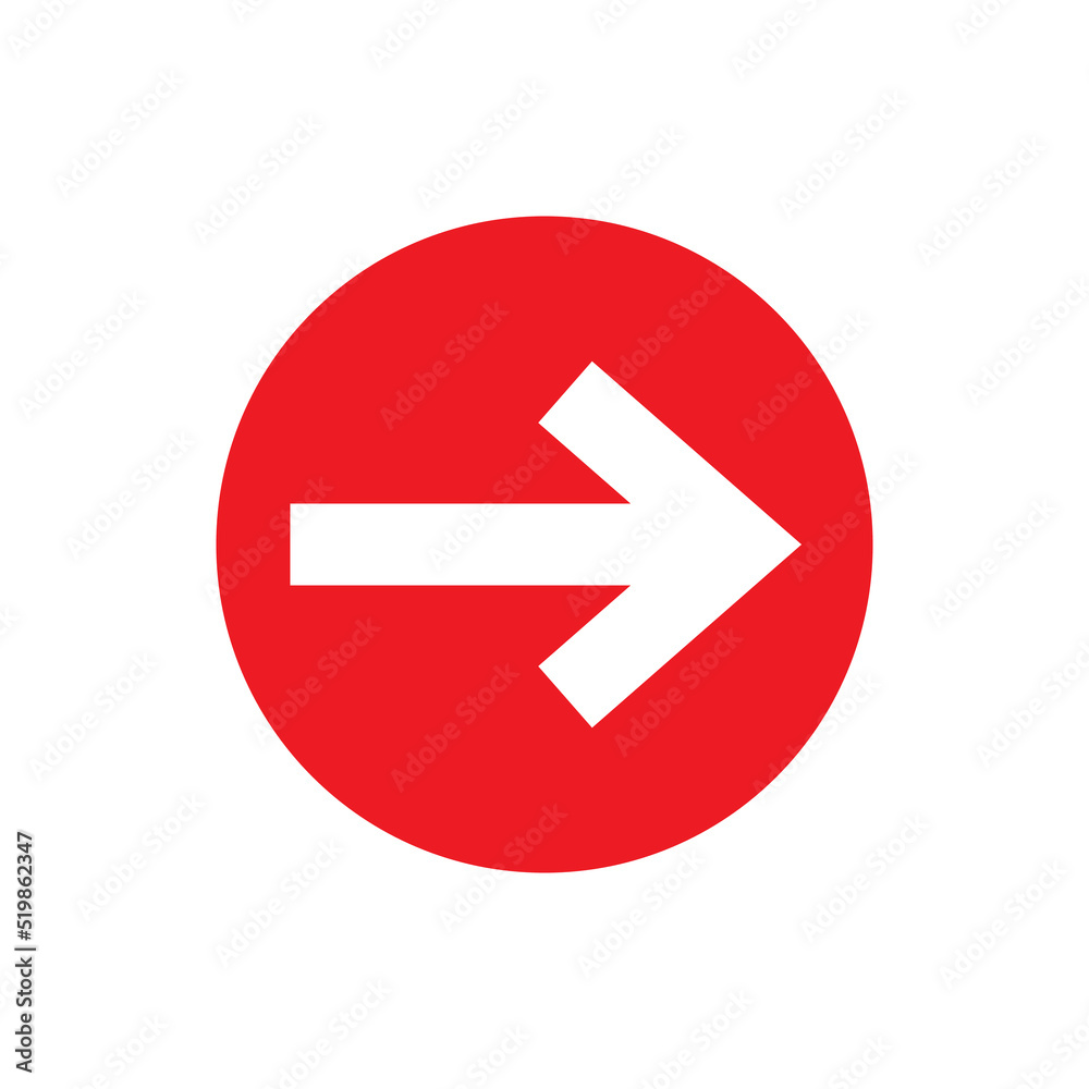 Next arrow vector. Flat red circle shape and arrow Next arrow vector. Flat red circle shape and arrow
