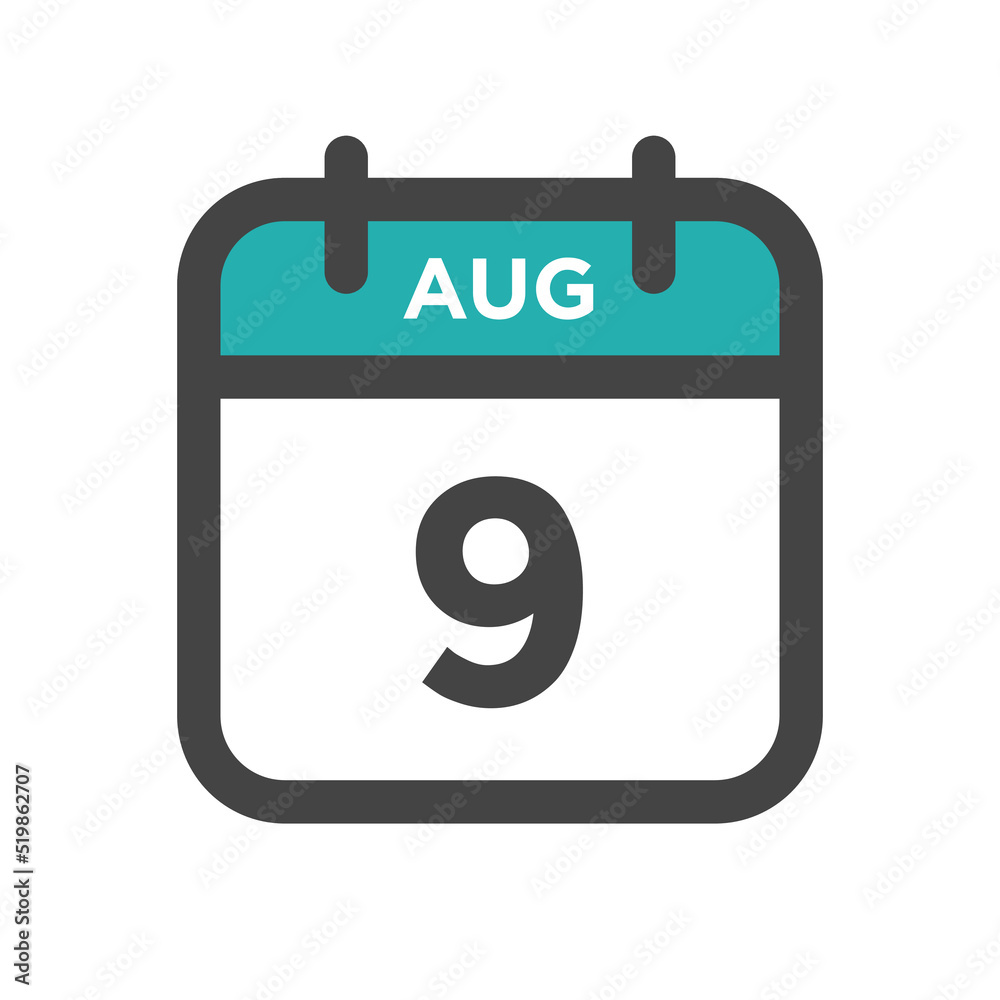 August 9 Calendar Day or Calender Date for Deadlines or Appointment August 9 Calendar Day or Calender Date for Deadlines or Appointment
