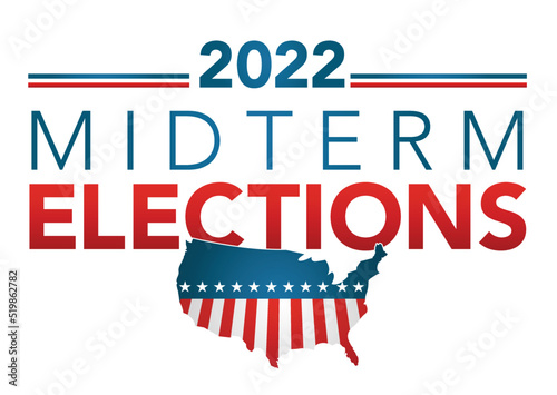 2022 Midterm Elections Design w Red White and Blue Vote Icon