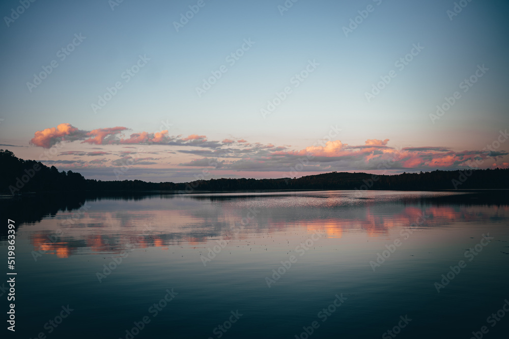 Fototapeta premium sunset over the lake