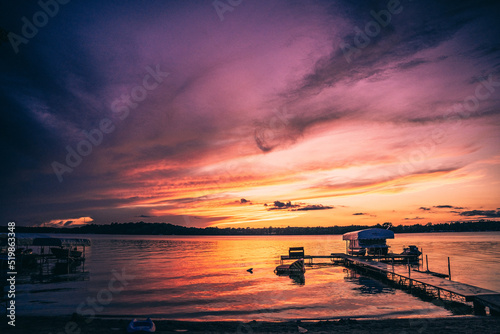 Beautiful Sunset Over Lake In Minnesota