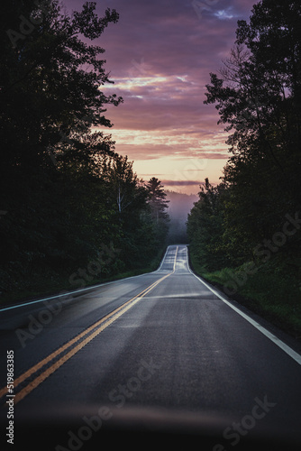 Dramatic Highway Sunset In Minnesota