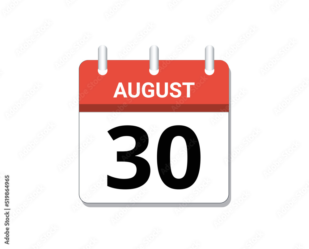 August, 30th calendar icon vector, concept of schedule, business and tasks
August, 30th calendar icon vector, concept of schedule, business and tasks