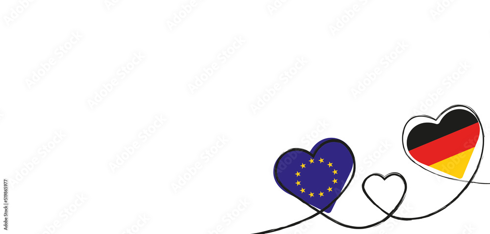 Drei Herzen mit der EU und Deutschland