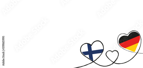 Drei Herzen mit Finnland und Deutschland