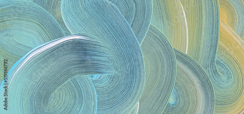 Fototapeta Naklejka Na Ścianę i Meble -  Acrylic smear brushstroke yellow and blue blot on black. Abstract texture color stain painting  background.