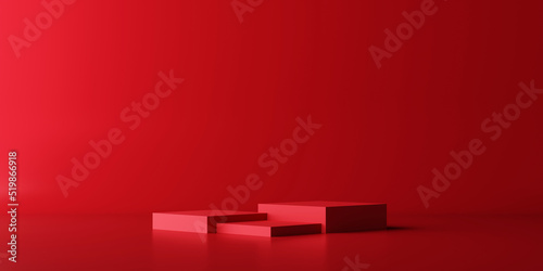 Product display red podium for product presentation.