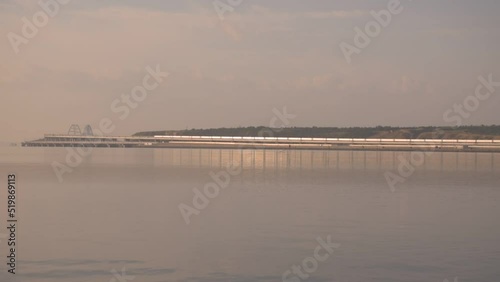 The first rays of the sun, a beautiful Dawn over the sea on the Kerch embankment Crimea Russia. Video. HD