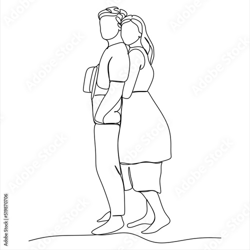 Man and woman Line art. Sexy couple line. kiss Valentine s Day Love vector illustration  hand-drawn lines  simple wedding couples.