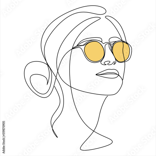 Continuous line, drawing of set faces and hairstyle, fashion concept, woman beauty minimalist, vector illustration