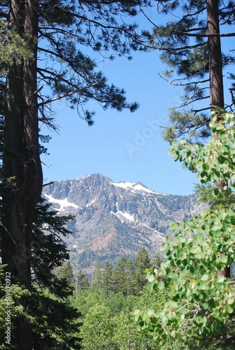 Snow covered mountains in fall