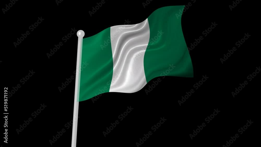 nigeria flag flying animated black background