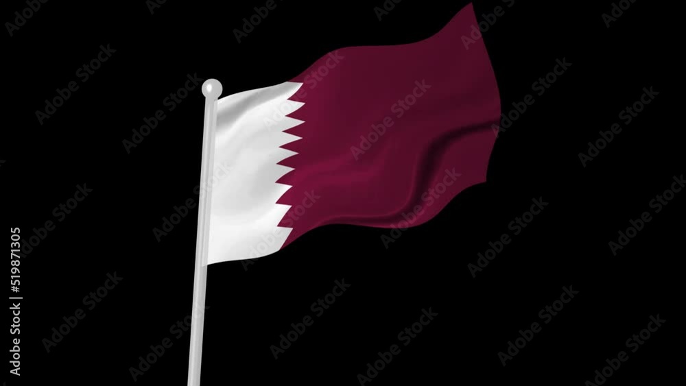 qatar flag flying animated black background