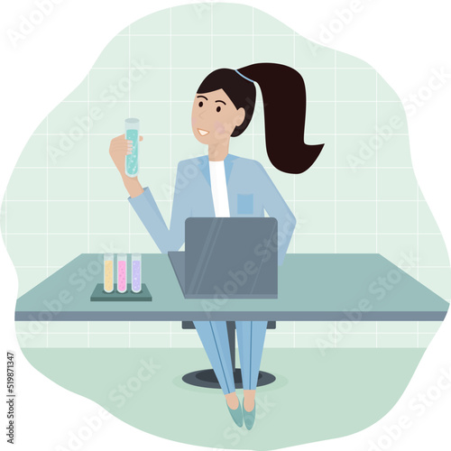 Young girl assistant in the laboratory