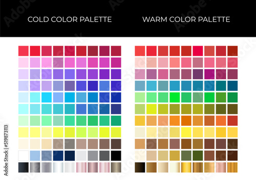 Cold and Warm Color Palette with Solid Colors and Metal Gradients