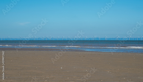 View of irish sea at Talacre beach in Wales 2022. © Marcin