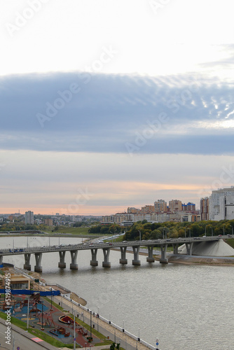 Cheboksary, Chuvashia, Russia - September 22, 2020: attractions in early autumn and embankment of the city and the Chebaksary Strait