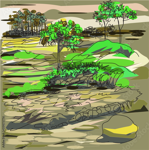 rural natural scenery vector illustration  