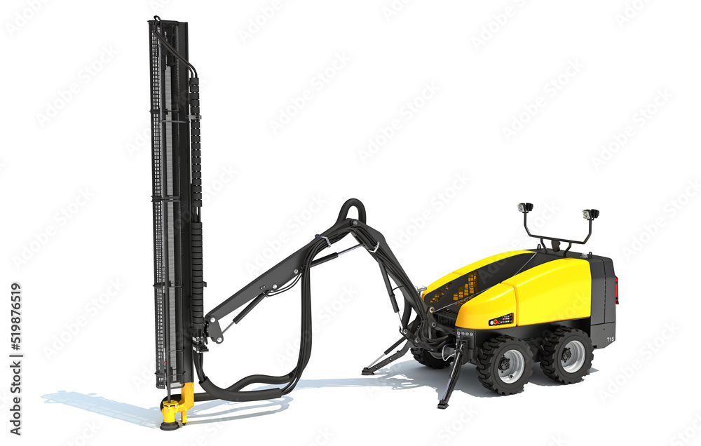 Top Hammer Drill Rig 3D rendering on white background Top Hammer Drill Rig 3D rendering on white background