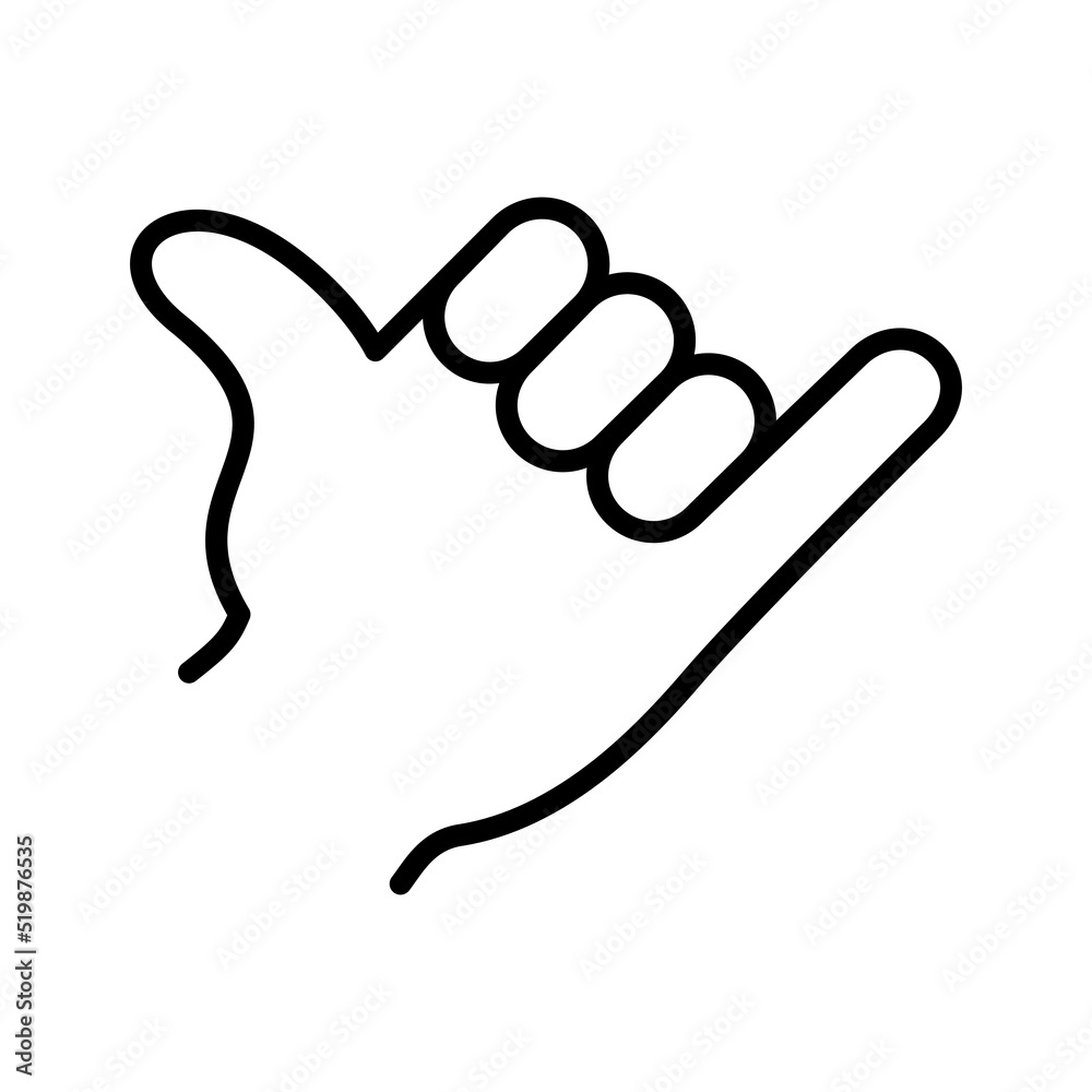 Call me hand icon. Palm with a straightened little finger and a thumb. Hand gesture. Call me hand icon. Palm with a straightened little finger and a thumb. Hand gesture.