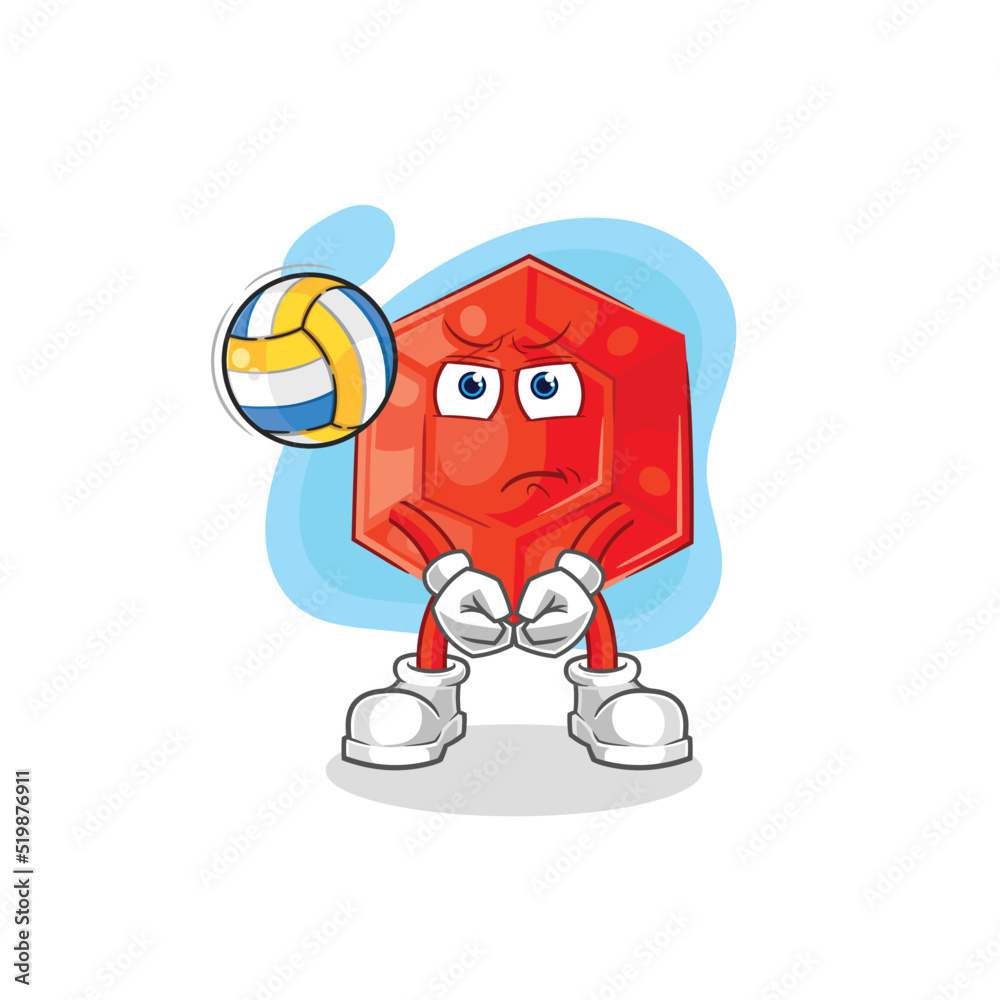 Fototapeta premium ruby play volleyball mascot. cartoon vector