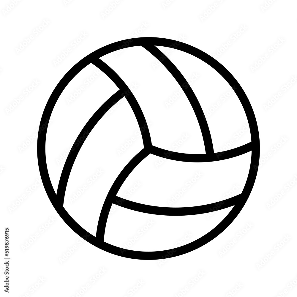 Volleyball ball linear icon. Volleyball ball isolated icon. Black