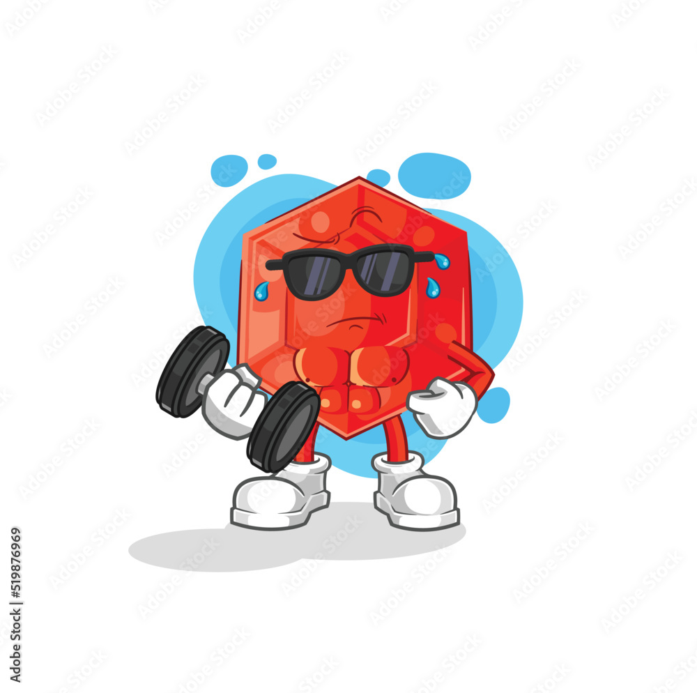 ruby lifting dumbbell vector. cartoon character ruby lifting dumbbell vector. cartoon character