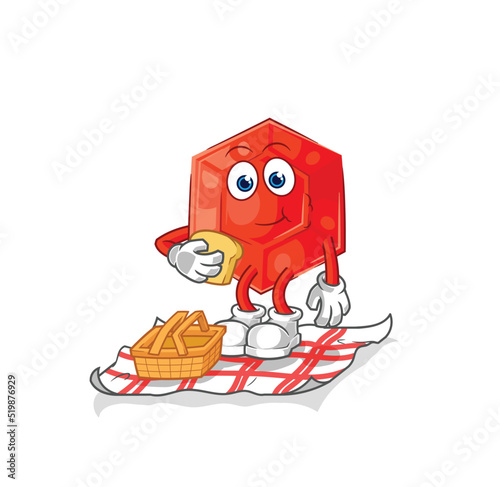 ruby on a picnic cartoon. cartoon mascot vector