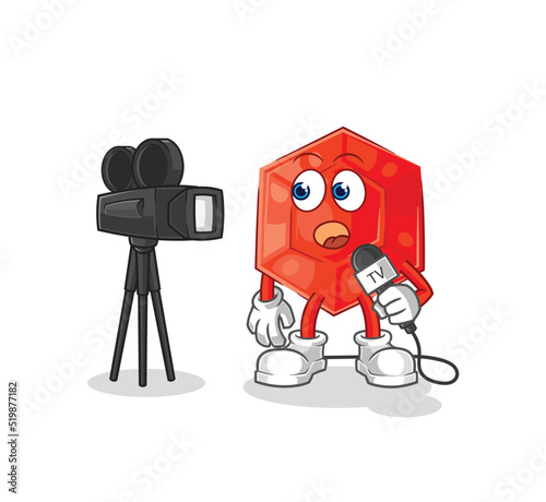 ruby tv reporter cartoon. cartoon mascot vector