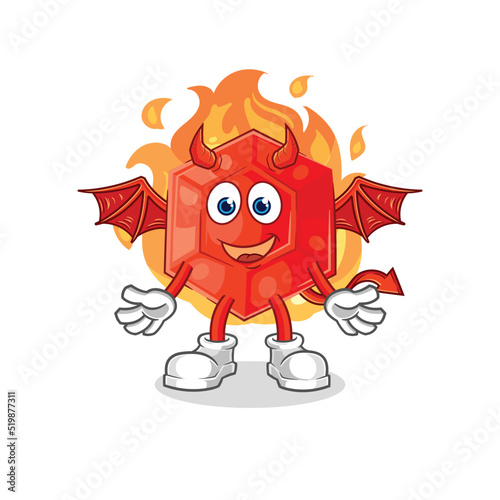 ruby demon with wings character. cartoon mascot vector