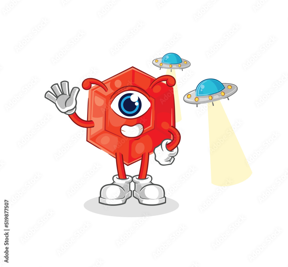ruby alien cartoon mascot vector