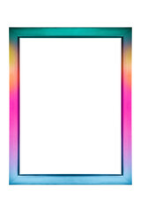Rainbow pink colorful unicorn happy birthday party picture frame border poster isolated
