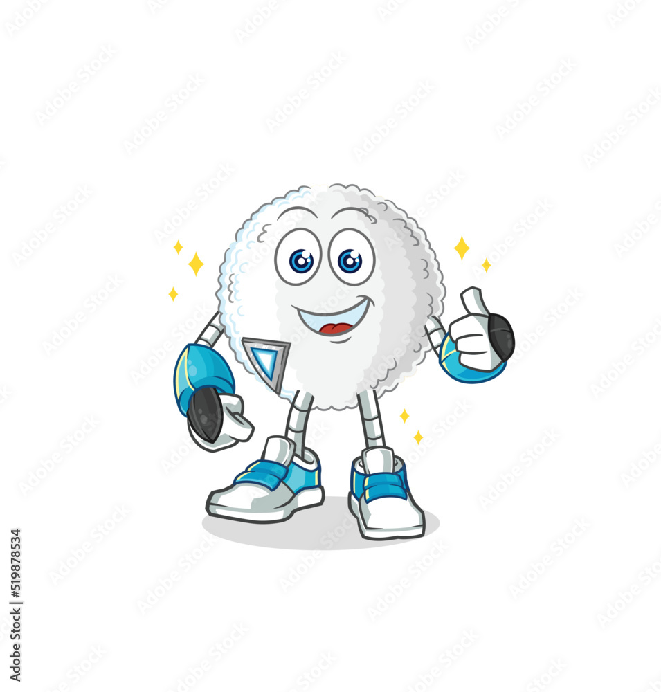 white blood robot character. cartoon mascot vector